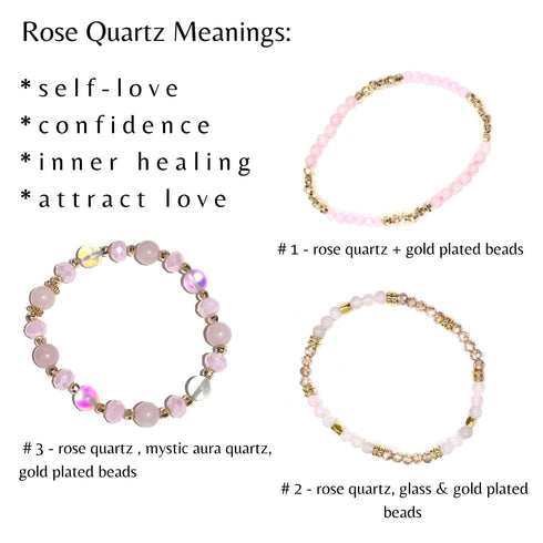 Rose Quartz, Evil Eye Bracelet Set